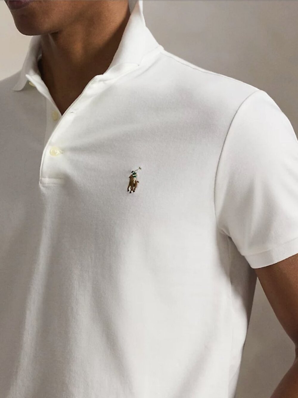 POLO - Classic Fit Soft Cotton Short Sleeve Polo White Large NWT
